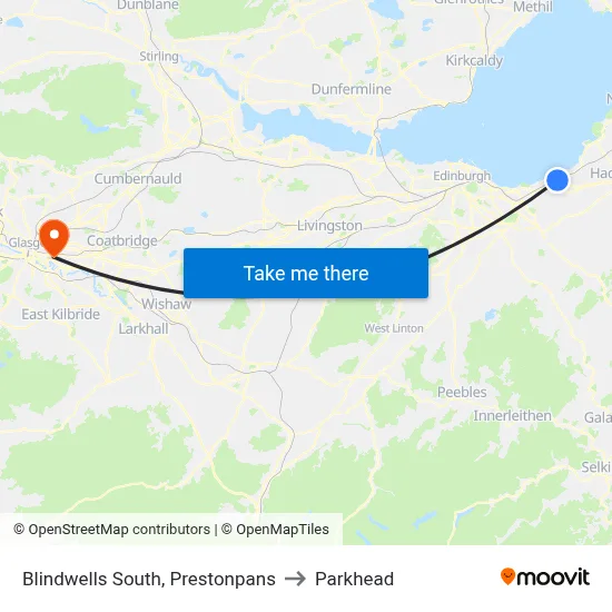 Blindwells South, Prestonpans to Parkhead map