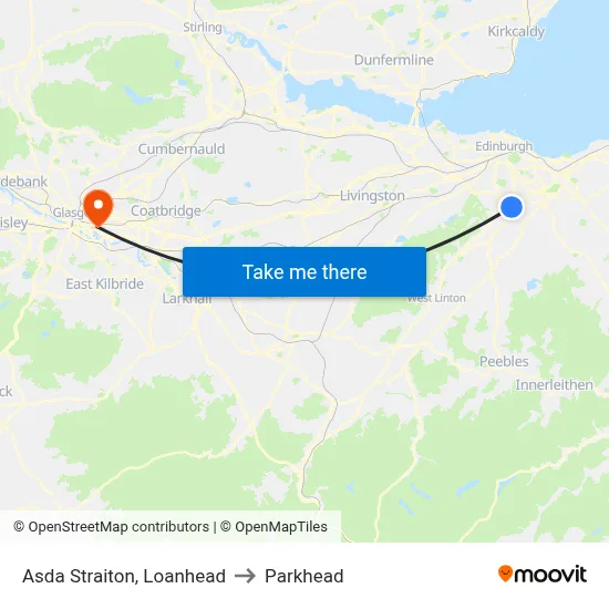 Asda Straiton, Loanhead to Parkhead map
