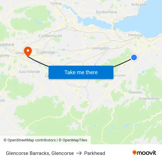 Glencorse Barracks, Glencorse to Parkhead map