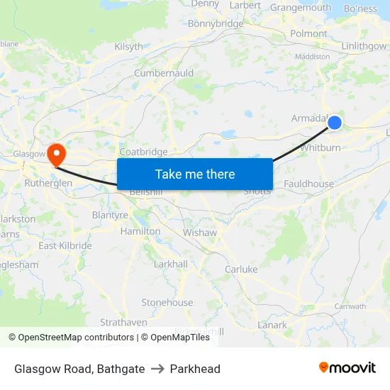 Glasgow Road, Bathgate to Parkhead map