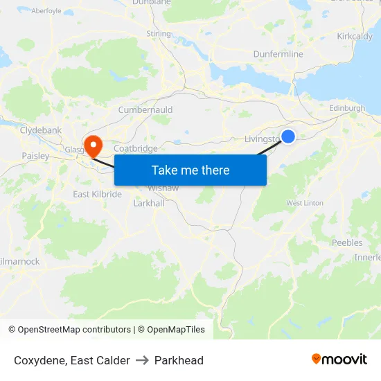 Coxydene, East Calder to Parkhead map