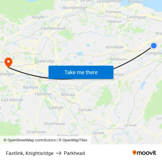 Fastlink, Knightsridge to Parkhead map