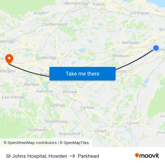 St Johns Hospital, Howden to Parkhead map