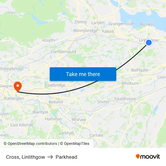 Cross, Linlithgow to Parkhead map