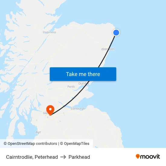 Cairntrodlie, Peterhead to Parkhead map