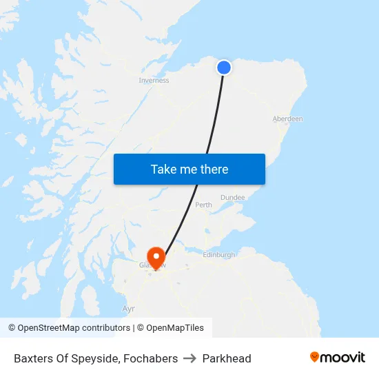 Baxters Of Speyside, Fochabers to Parkhead map