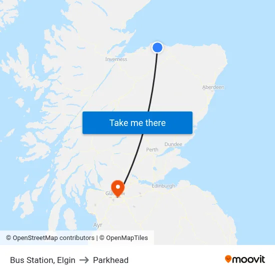 Bus Station, Elgin to Parkhead map