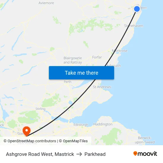 Ashgrove Road West, Mastrick to Parkhead map