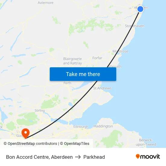 Bon Accord Centre, Aberdeen to Parkhead map