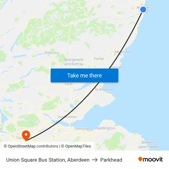 Union Square Bus Station, Aberdeen to Parkhead map