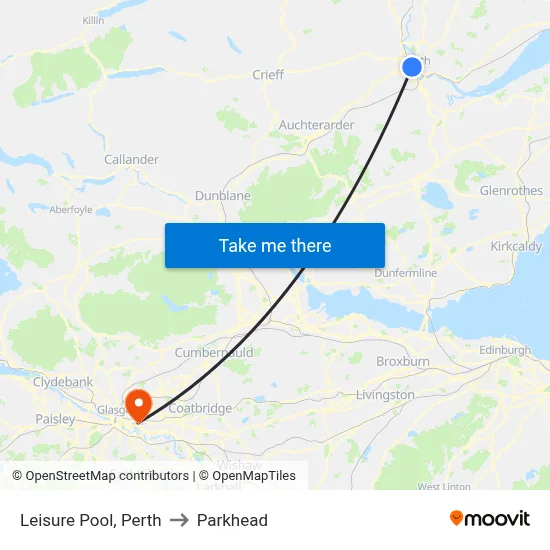 Leisure Pool, Perth to Parkhead map
