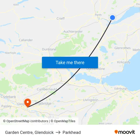 Garden Centre, Glendoick to Parkhead map