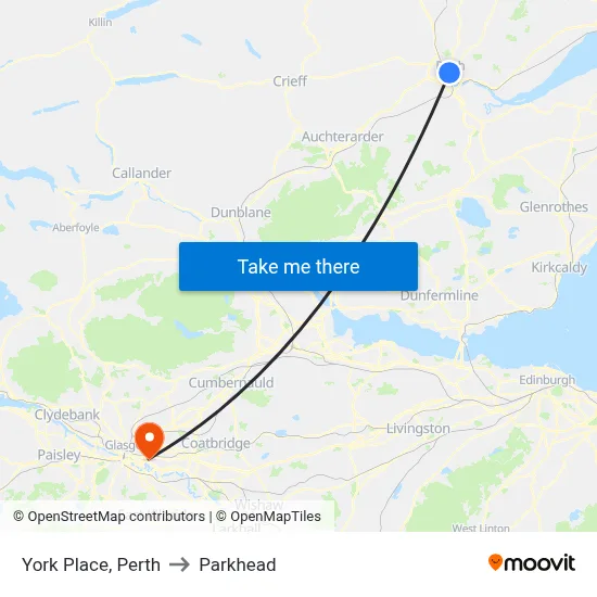 York Place, Perth to Parkhead map