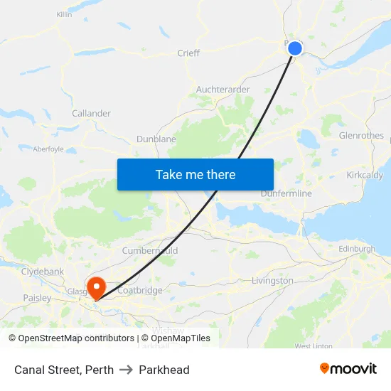 Canal Street, Perth to Parkhead map