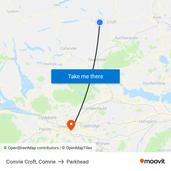 Comrie Croft, Comrie to Parkhead map