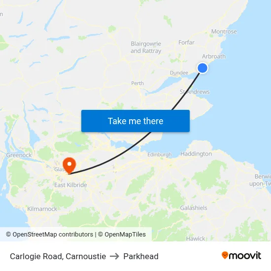 Carlogie Road, Carnoustie to Parkhead map
