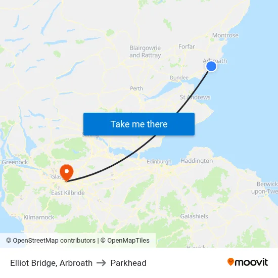Elliot Bridge, Arbroath to Parkhead map