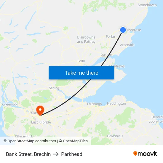 Bank Street, Brechin to Parkhead map