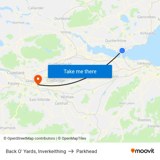 Back O' Yards, Inverkeithing to Parkhead map