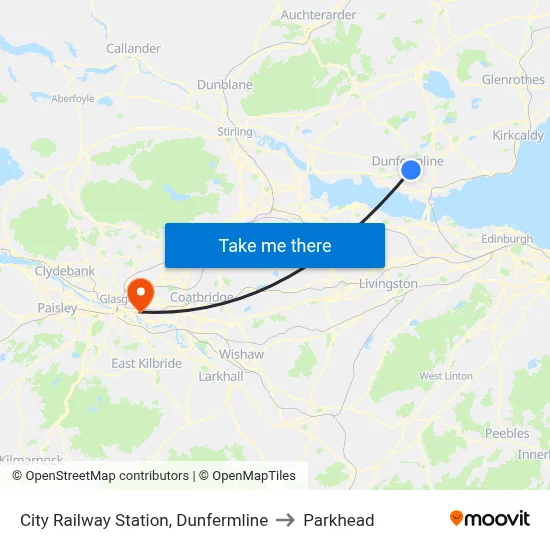 City Railway Station, Dunfermline to Parkhead map