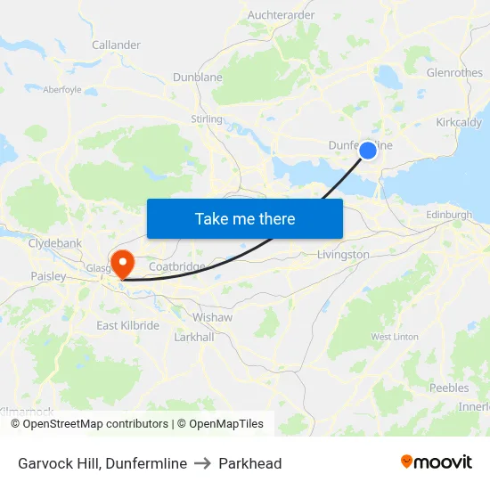 Garvock Hill, Dunfermline to Parkhead map