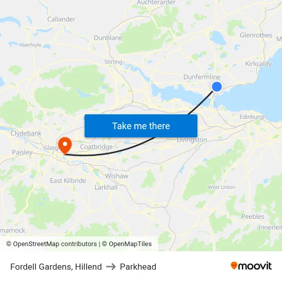 Fordell Gardens, Hillend to Parkhead map
