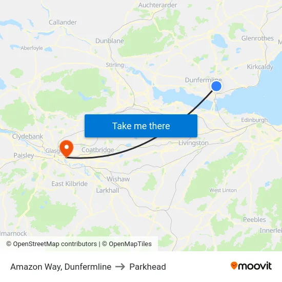 Amazon Way, Dunfermline to Parkhead map