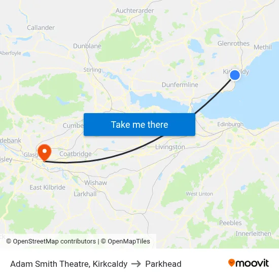 Adam Smith Theatre, Kirkcaldy to Parkhead map