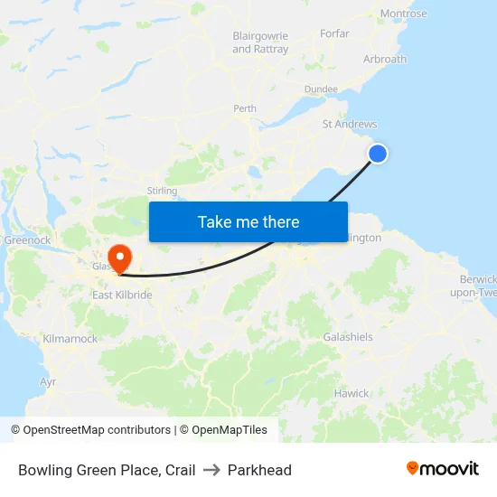 Bowling Green Place, Crail to Parkhead map