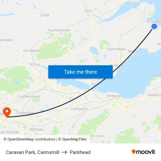 Caravan Park, Cairnsmill to Parkhead map