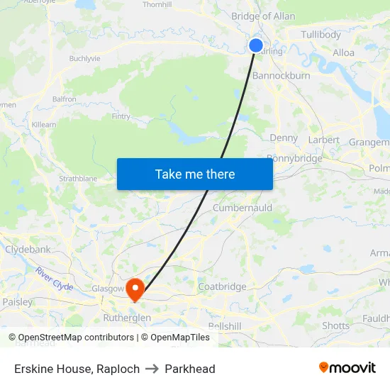 Erskine House, Raploch to Parkhead map