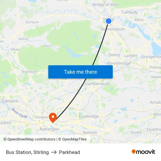 Bus Station, Stirling to Parkhead map