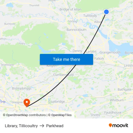Library, Tillicoultry to Parkhead map
