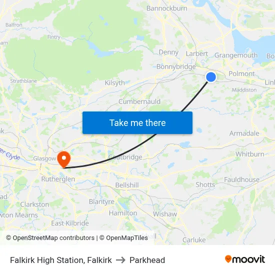 Falkirk High Station, Falkirk to Parkhead map