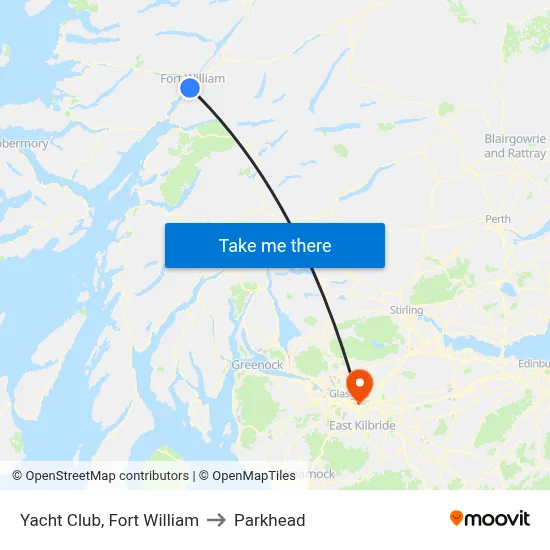 Yacht Club, Fort William to Parkhead map