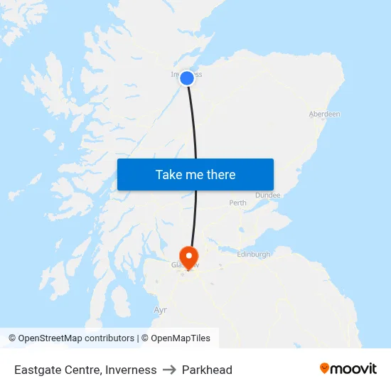 Eastgate Centre, Inverness to Parkhead map