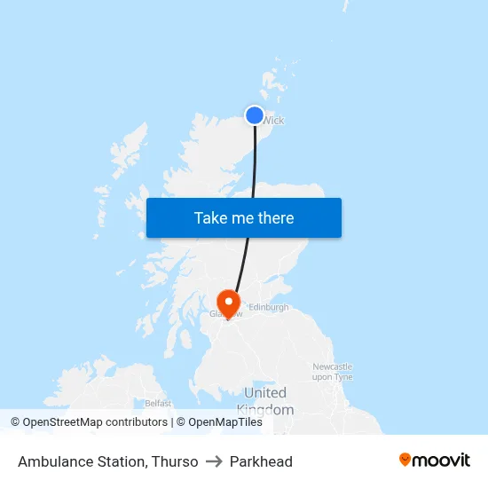 Ambulance Station, Thurso to Parkhead map