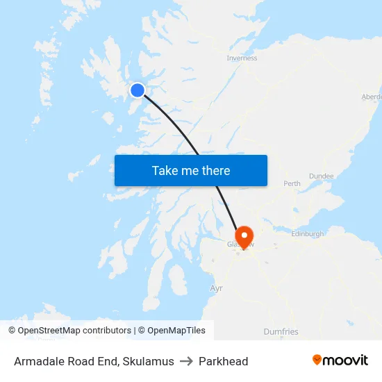 Armadale Road End, Skulamus to Parkhead map