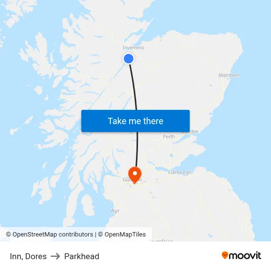 Inn, Dores to Parkhead map