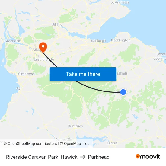 Riverside Caravan Park, Hawick to Parkhead map
