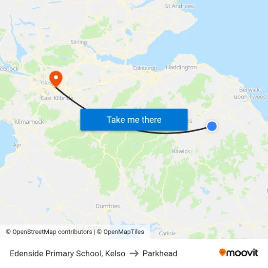 Edenside Primary School, Kelso to Parkhead map