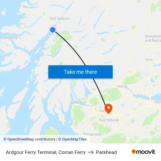 Ardgour Ferry Terminal, Corran Ferry to Parkhead map