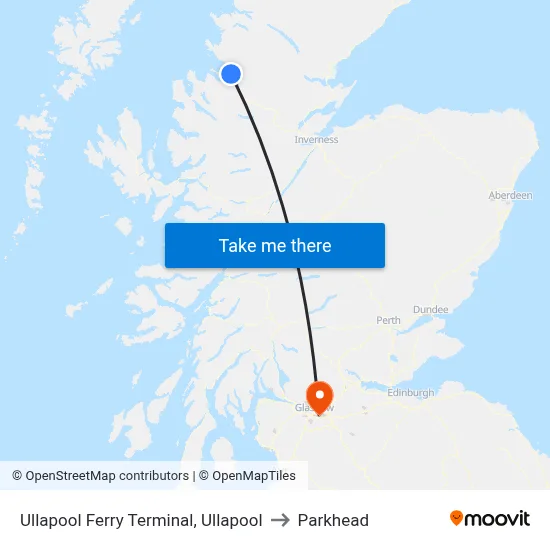 Ullapool Ferry Terminal, Ullapool to Parkhead map
