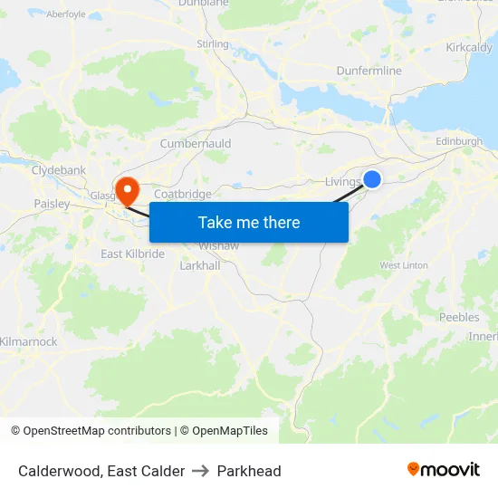 Calderwood, East Calder to Parkhead map