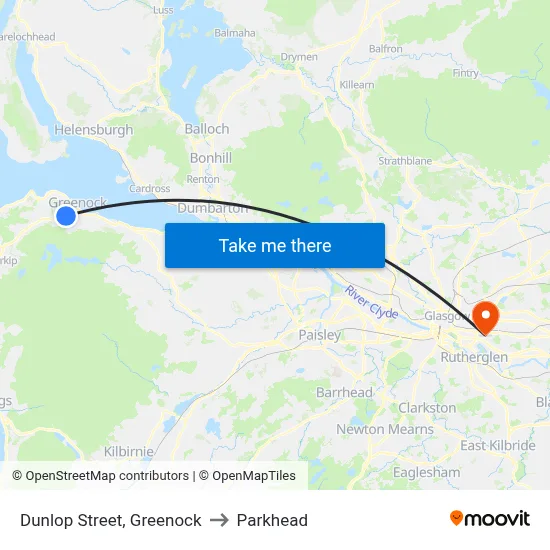 Dunlop Street, Greenock to Parkhead map