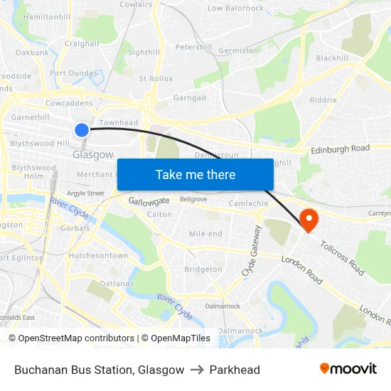 Buchanan Bus Station, Glasgow to Parkhead map