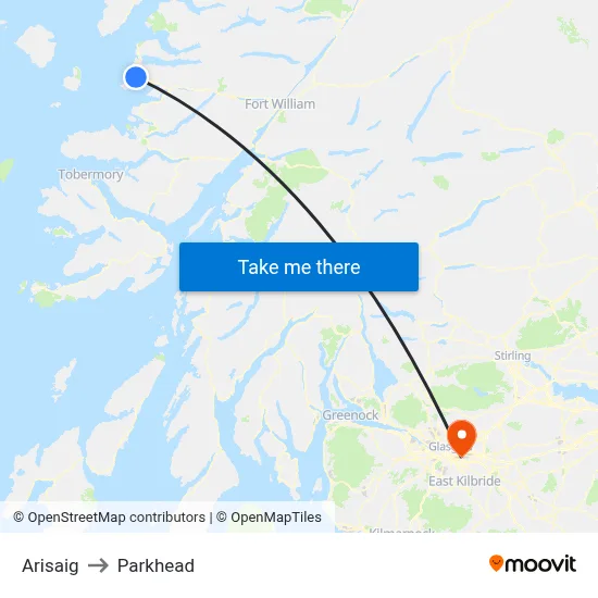Arisaig to Parkhead map