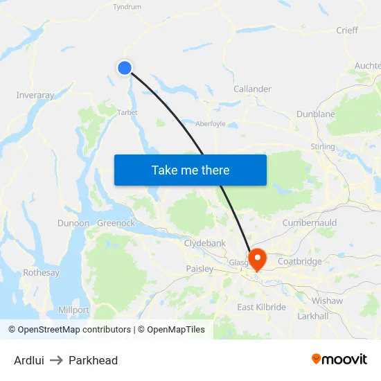 Ardlui to Parkhead map