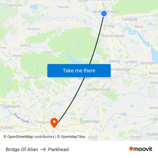 Bridge Of Allan to Parkhead map