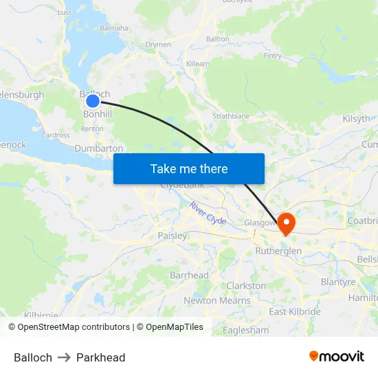 Balloch to Parkhead map